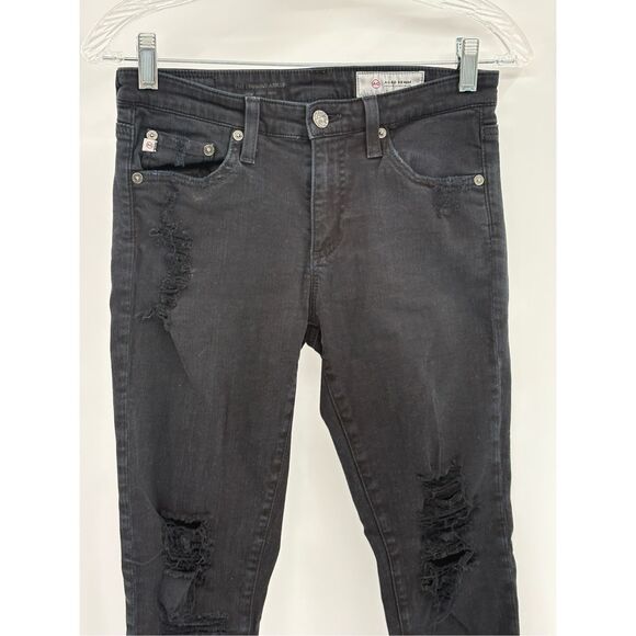 AG‎ Adriano Goldshmeid Jeans Legging Black Distress Women 26 Super Skinny Ankle - Picture 4 of 12